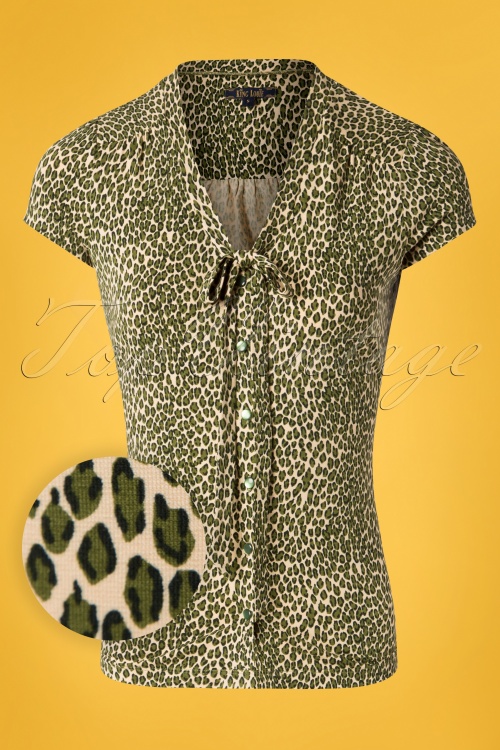 King Louie - 50s Purr Bow Blouse in Posey Green 2