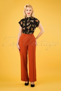 King Louie - 40s Ethel Woven Crepe Pants in Clay Red