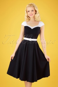 Miss Candyfloss - 50s Merryweather Swing Dress in Navy and White