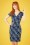 Topvintage Boutique Collection - Maudy Floral Swing Dress Années 50 en Bleu
