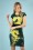 Smashed Lemon - 60s Moss Parrot Pencil Dress in Yellow