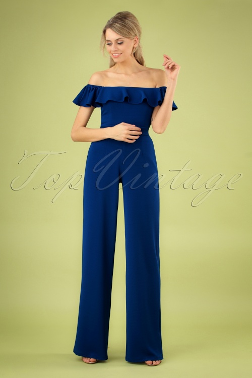 Wild Pony - 70s Hedi Jumpsuit in Royal Blue