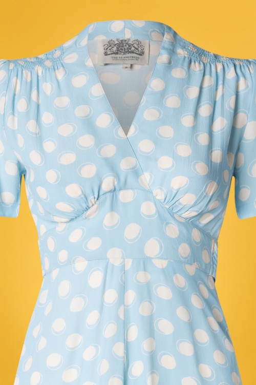 The Seamstress of Bloomsbury - 40s Dolores Moonshine Spot Dress in Sky Blue 3