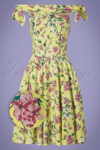 Timeless - Zenith Floral Swing Dress Années 50 en Vert Citron 2