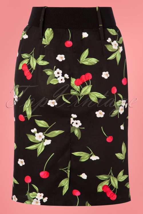 Belsira - 50s Millie Cherry Pencil Skirt in Black 2