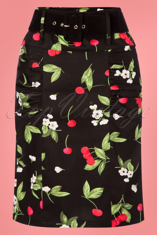 Belsira - Millie Cherry Pencil Skirt Années 50 en Noir