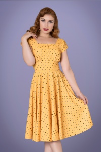 Timeless - 50s Zafira Polkadot Swing Dress in Yellow