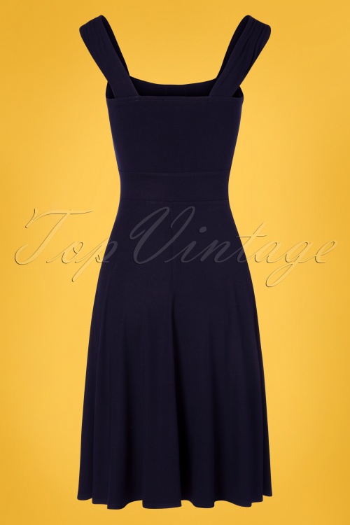 Topvintage Boutique Collection - Darcia Swing Dress Années 50 en Bleu Marine 3