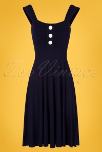 Topvintage Boutique Collection - Darcia Swing Dress Années 50 en Bleu Marine 2