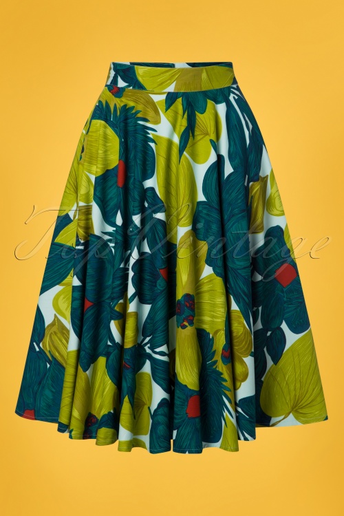 Timeless - 50s Danni Swing Skirt in Green Floral