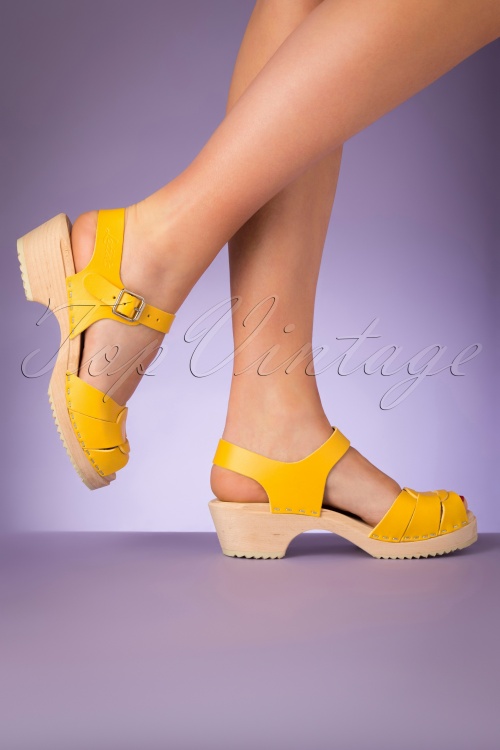 Lotta from Stockholm - 60s Pippa Leather Clogs in Yellow 4