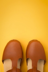 Lotta from Stockholm - 60s Highwood T-Strap Leather Clogs in Tan 3