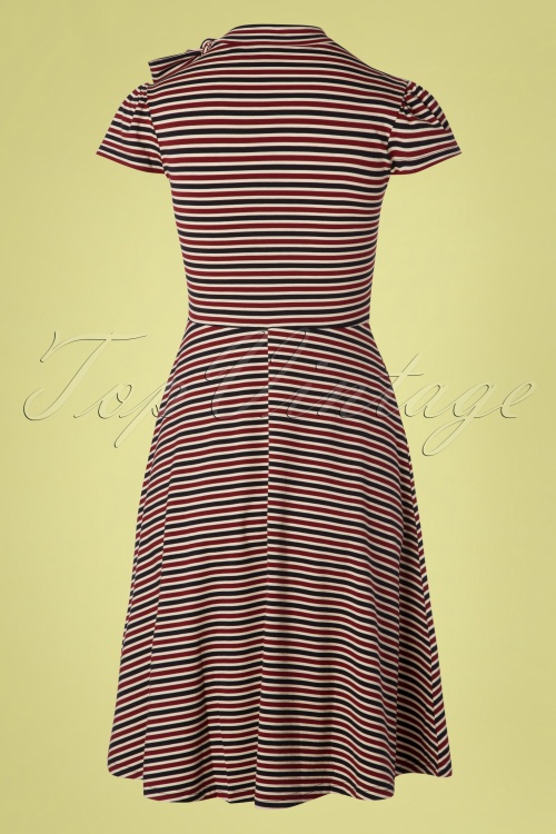 Vixen - 50s Corinna Stripes Swing Dress in Red and Blue 4