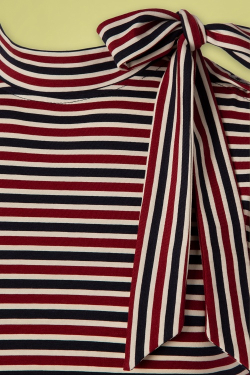 Vixen - 50s Corinna Stripes Swing Dress in Red and Blue 5