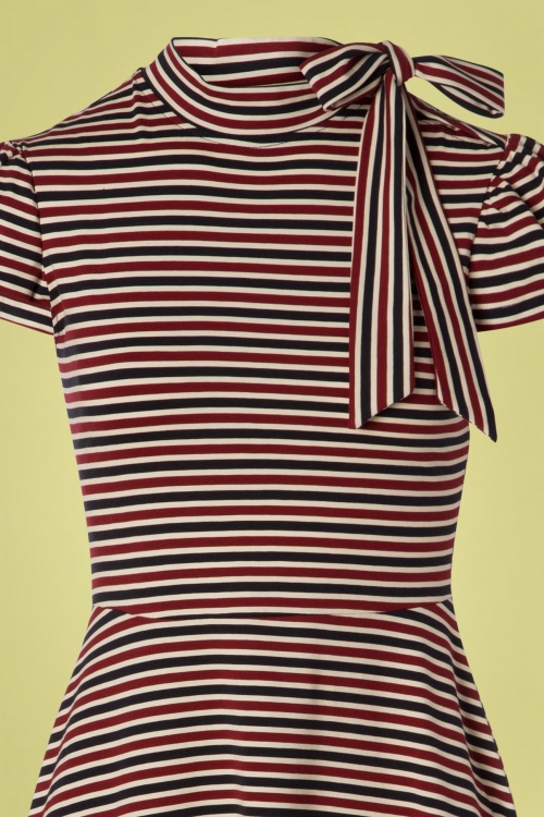 Vixen - 50s Corinna Stripes Swing Dress in Red and Blue 3