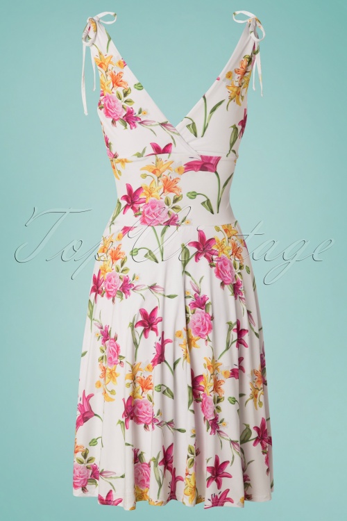Vintage Chic for Topvintage - Griechisches Blumenkleid in Weiß 3