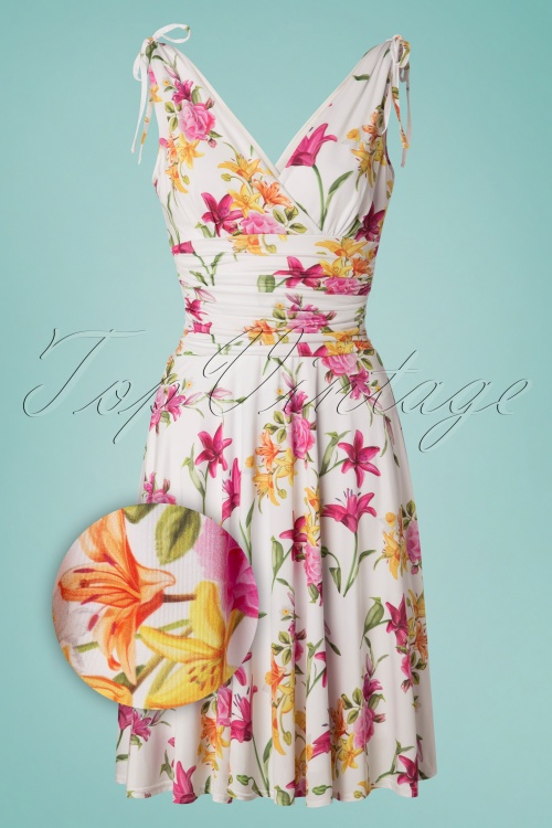 Vintage Chic for Topvintage - 50s Grecian Floral Dress in White 2
