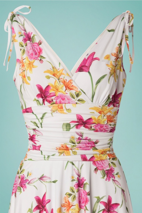 Vintage Chic for Topvintage - Grecian Floral Dress Années 50 en Blanc 4