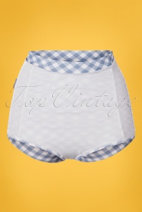 Unique Vintage - 50s Monroe Gingham High Waist Swim Bottom in Blue and White 5