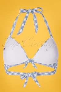 Unique Vintage - 50s Monroe Gingham Swim Top in Blue and White 7