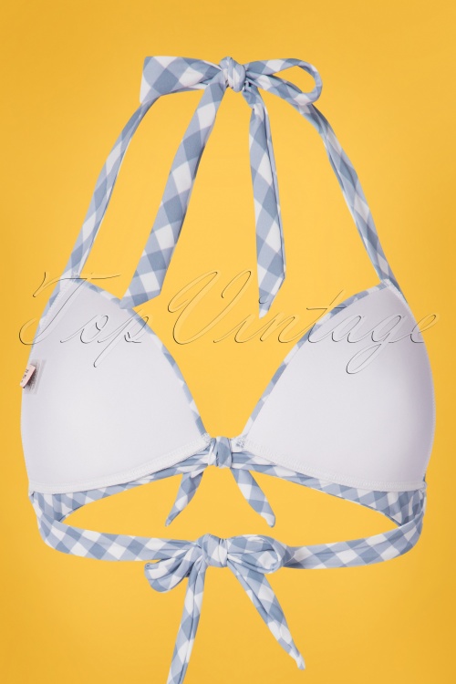 Unique Vintage - 50s Monroe Gingham Swim Top in Blue and White 6