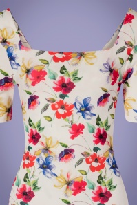 Vintage Chic for Topvintage - 50s Phoebe Floral Pencil Dress in White 2