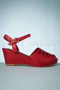 Lulu Hun - 60s Lily Wedge Sandals in Red 4