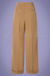 Banned Retro - 40s Adventures Ahead Button Trousers in Tan 3