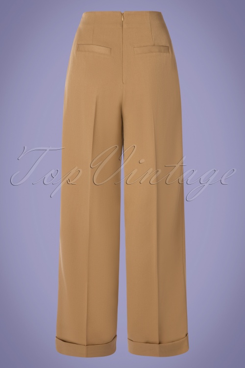 Banned Retro - 40s Adventures Ahead Button Trousers in Tan 3