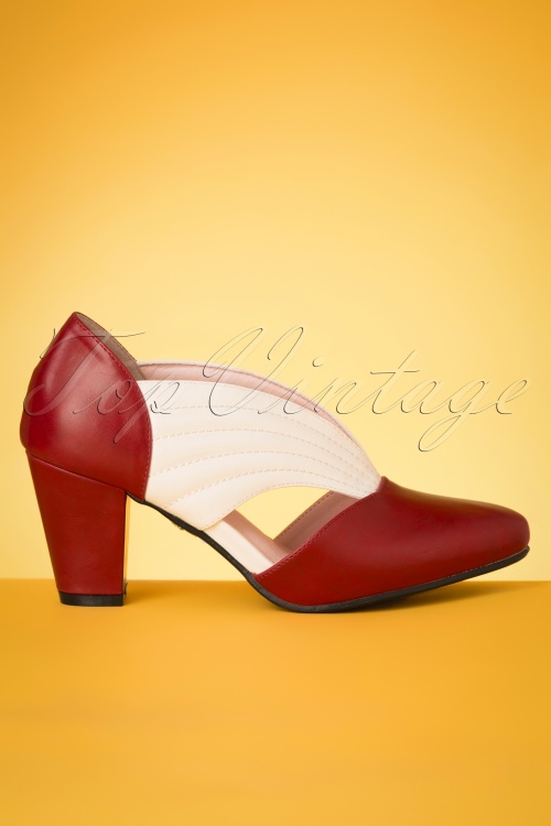 Lulu Hun - 40s Tanya Pumps in Red and White 4