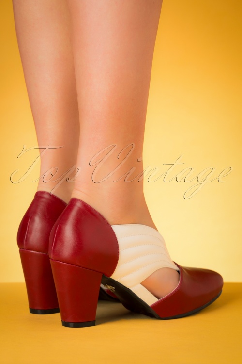 Lulu Hun - 40s Tanya Pumps in Red and White 5