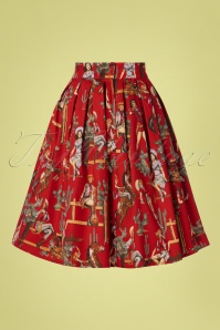 Banned Retro - 50s Cowgirl Pleated Swing Skirt in Red 2