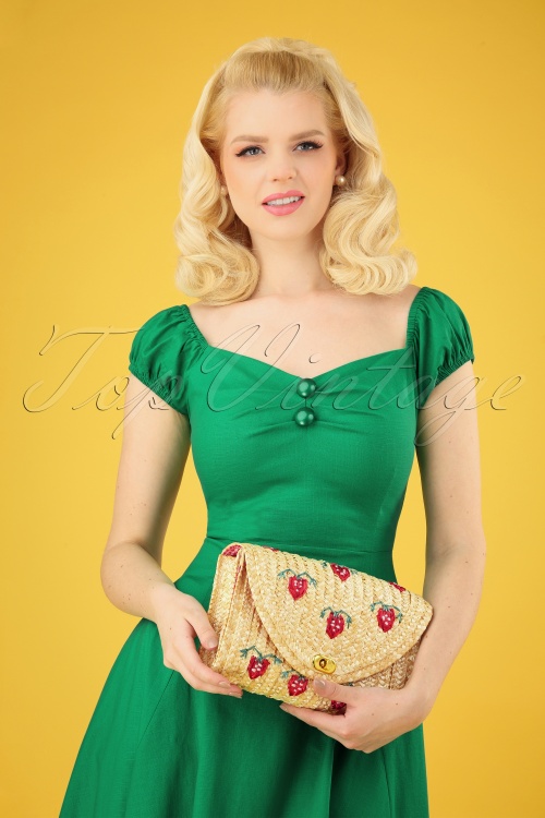 Collectif Clothing - 50s Alicia Straw Clutch in Natural 2