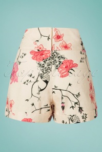 Banned Retro - Peacock Baroque Shorts in Creme 3