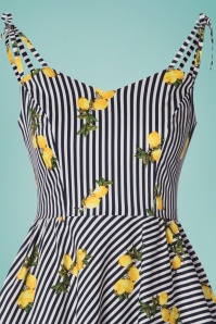 Banned Retro - 50s Lemons And Stripes Dress in Navy and White 3