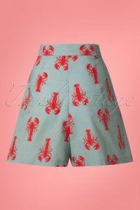 Banned Retro - 50s Lobster Love Shorts in Blue 3