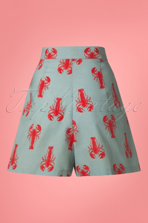 Banned Retro - Lobster Love Shorts Années 50 en Bleu 3