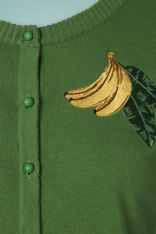 Collectif Clothing - Sally Banana Cardigan Années 50 en Vert 3
