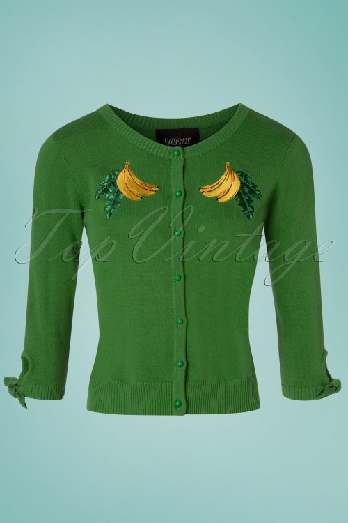 Collectif Clothing - 50s Sally Banana Cardigan in Green 2
