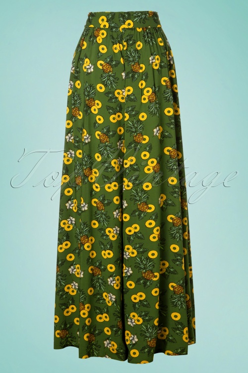 Collectif Clothing - Kiko Pineapple Slice Palazzo-broek in groen 3