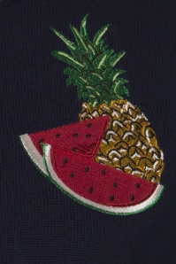 Collectif Clothing - Sally Tropical Fruit Cardigan in Marineblau 3