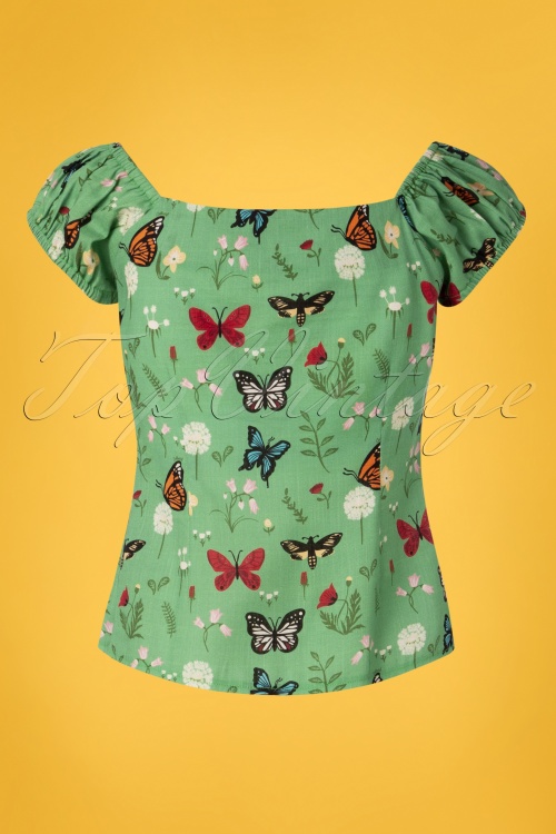 Collectif Clothing 27453 Dolores Butterfly Top in Green 20180813 004W
