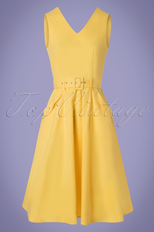 Collectif Clothing - 50s Mavis Swing Dress in Yellow 2