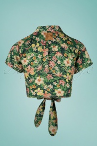 Queen Kerosin - Rockabilly tropische blouse in groen 3