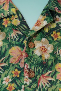 Queen Kerosin - Rockabilly tropische blouse in groen 4