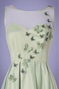 Collectif Clothing - 50s Tiana Butterfly Occasion Swing Dress in Mint Green 3