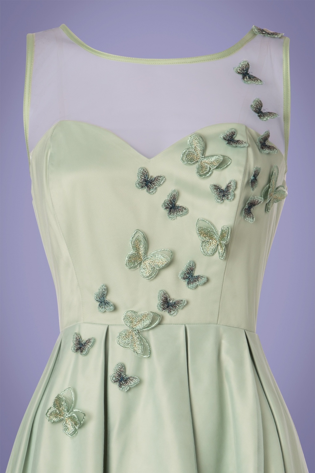 50s Tiana Butterfly Occasion Swing Dress in Mint Green