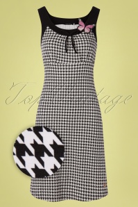 Tante Betsy - 60s Josephine Houndstooth Dress in Black