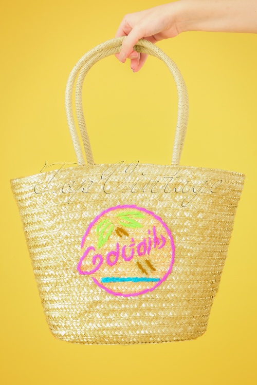 Collectif Clothing - Cocktails Beach Bag Années 50 en Naturel