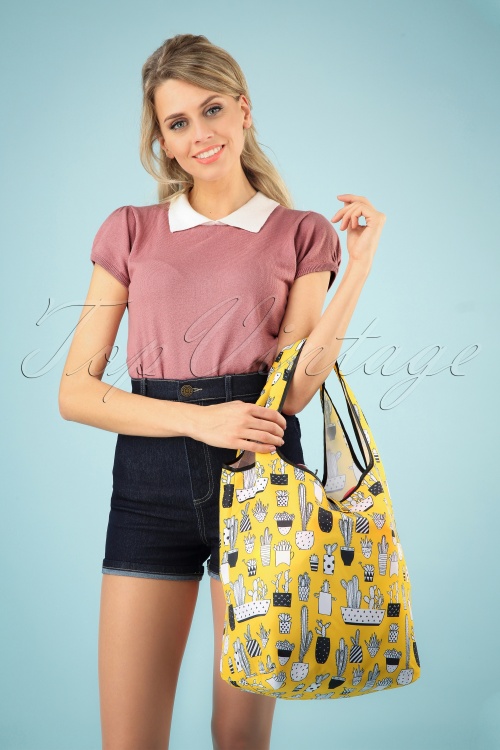Collectif Clothing - 60s Crissa Shopping Bag in Yellow 3